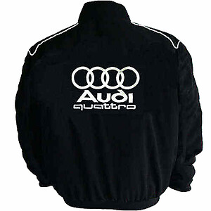 Audi Quattro Racing Jacket Black with White Embroideries