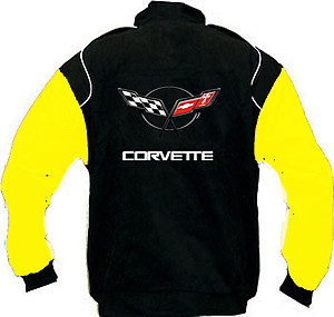 Corvette C5 Racing Jacket Black with Yellow Sleeves