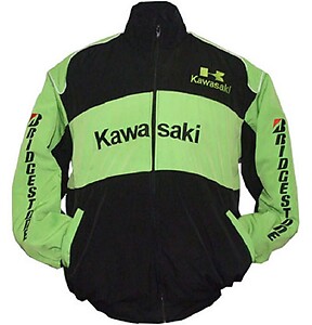 Kawasaki Bridgestone Motorcycle Jacket Black and Green