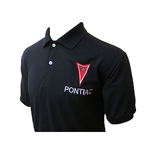 PONTIAC CHIEF BLACK/WHITE POLO SHIRT GM LICENSED 