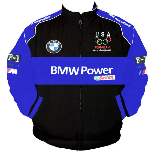 Race Car Jackets. BMW Power Racing Jacket Royal Blue and Black