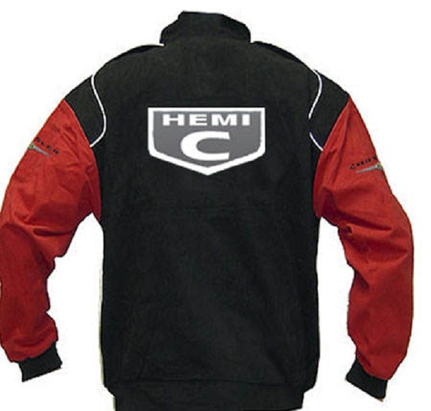 Race Car Jackets. Chrysler Hemi C Logo Racing Jacket Black and Red