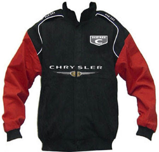 Race Car Jackets. Chrysler Hemi C Logo Racing Jacket Black and Red