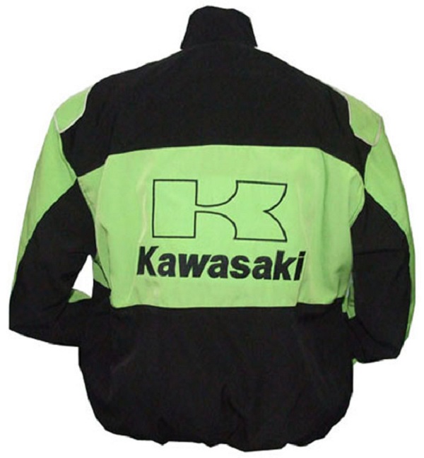 Race Car Jackets. Kawasaki Bridgestone Motorcycle Jacket Black and Green