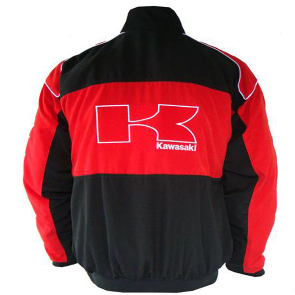 Race Car Jackets. Kawasaki KX Motorcycle Jacket Black and Red