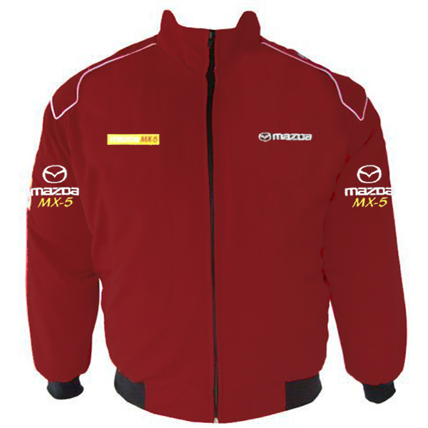 Race Car Jackets. Mazda MX5 Racing Jacket Maroon