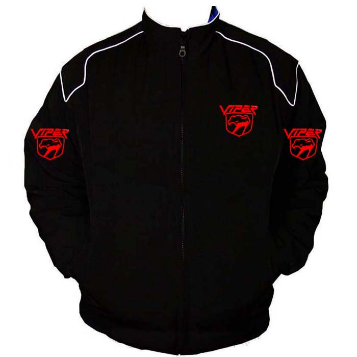 Viper Racing Jacket Black with White piping