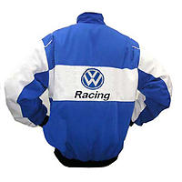 VW Volkswagen Sport Racing Jacket Blue and White