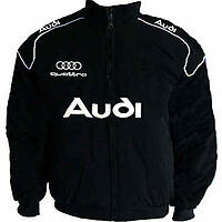 Modtager Staple Lyrical Race Car Jackets. Audi Quattro Racing Jacket Black with White Embroideries