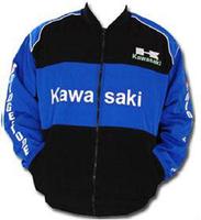 Kawasaki Motorcycle Jacket Black and Royal Blue