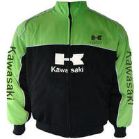 Kawasaki Motorcycle Jacket Light Green and Black